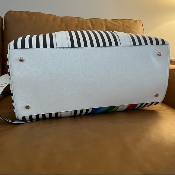 Henri Bendel Centennial Striped Rainbow Duffel Bag and Matching Strap - Picture 3 of 8